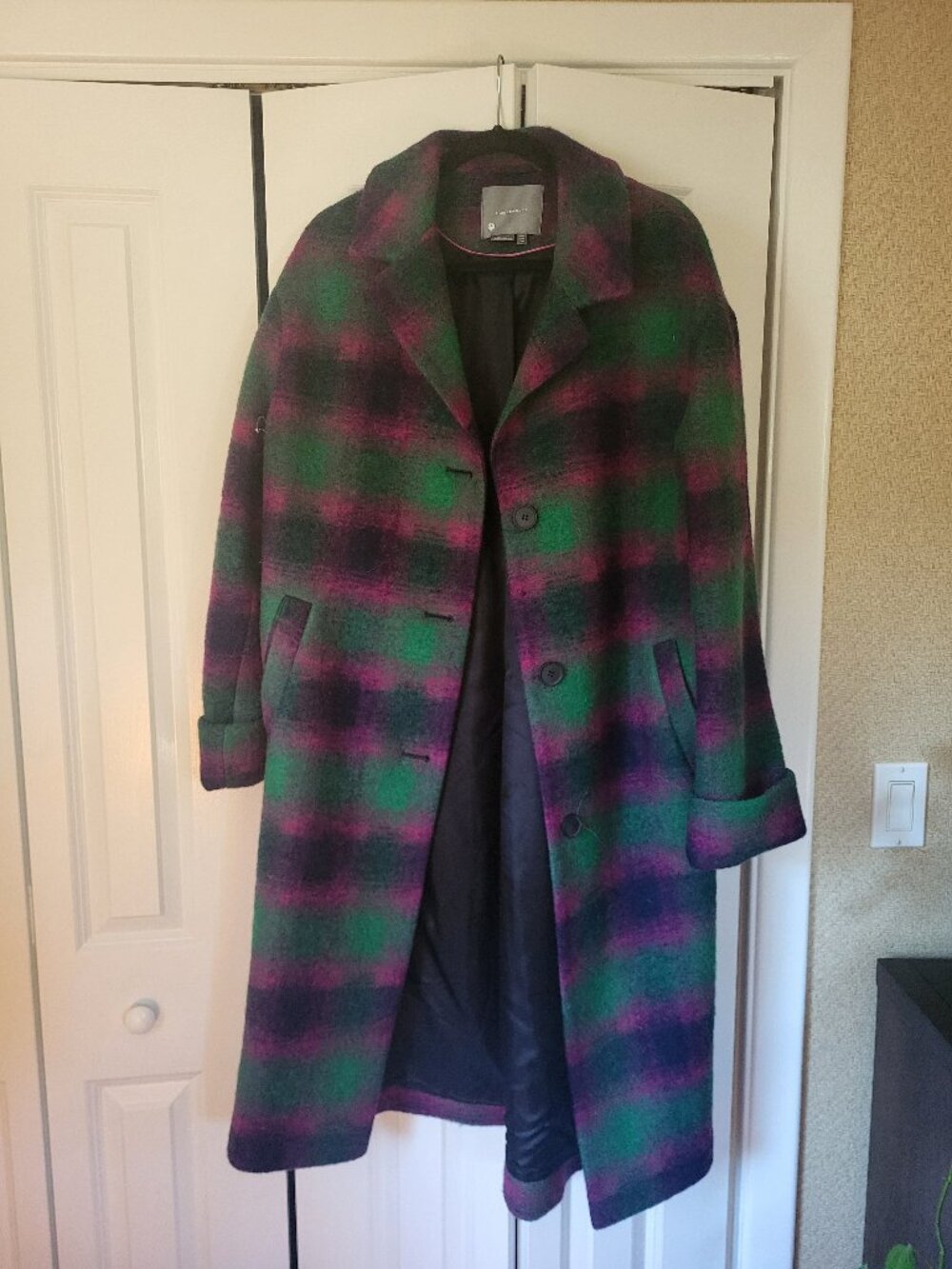 Anthropologie oversized plaid coat